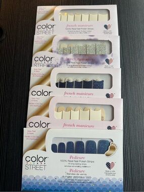 Color Street Nail Strips - 4 French manicure. 1 pedicure